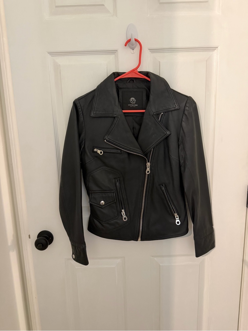 Black Asymmetrical Real Leather Jacket